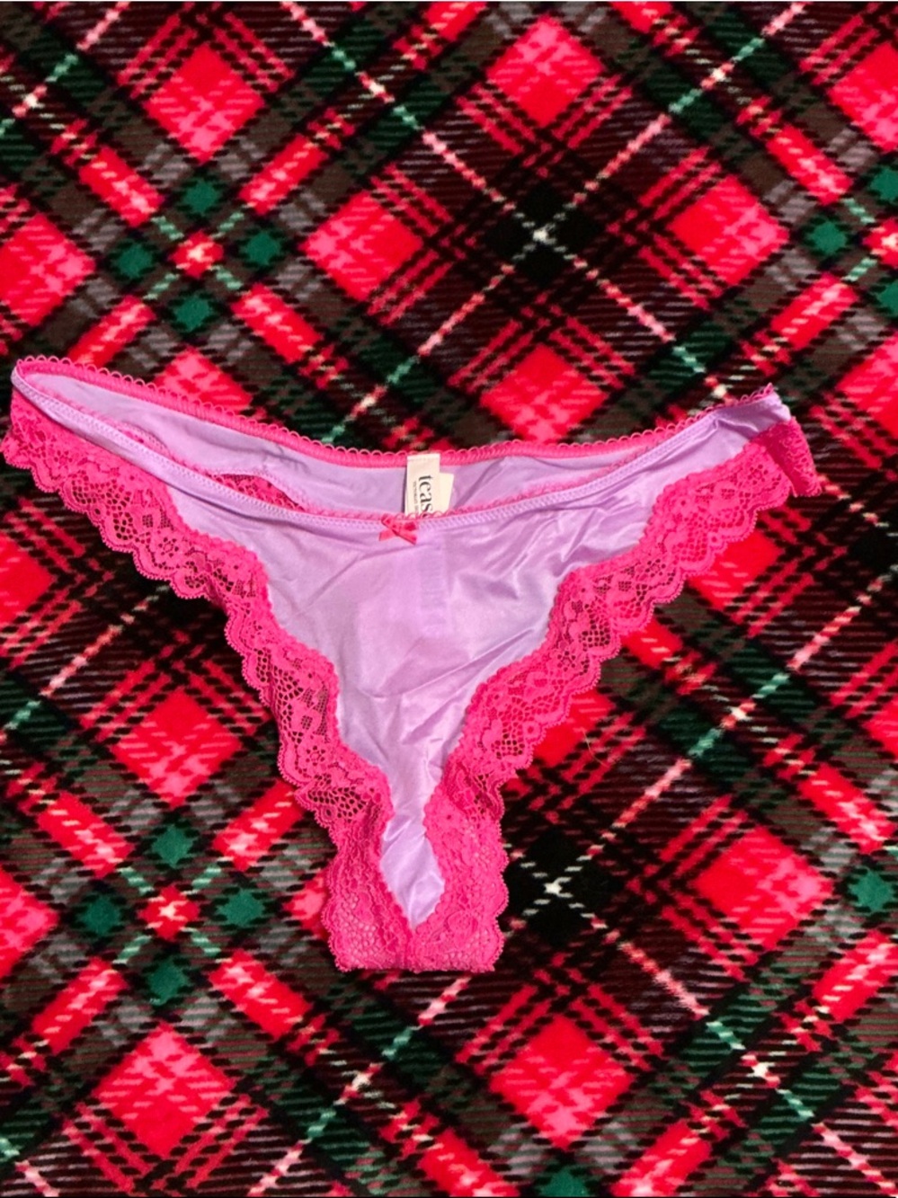Victoria's Secret Lavender Bikini Panty with Hot Pink Lace